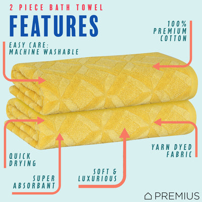 16 of 24:Serviette de bain PREMIUS Geo 100 % coton teint en fil, 27 x 54 pouces 