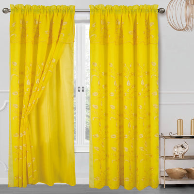 7 of 10:Cecilia Floral Embroidery Window Panel With Valance and Backing, 54x84 Inches 