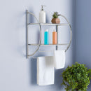 6 of 7:Étagère de salle de bain à 2 niveaux avec porte-serviettes - Finition chromée 