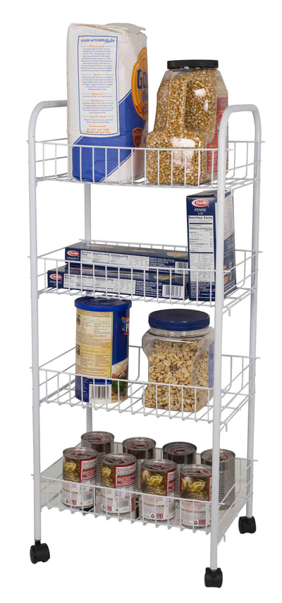 1 of 3:Home Basics 4 Tier Steel Kitchen Trolley, White 