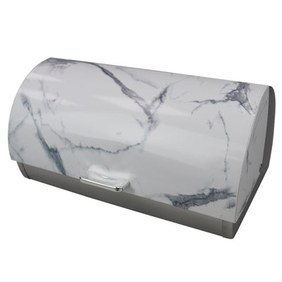 1 of 4:Home Basics Marble Like Roll Top Lid Steel Bread Box, White, 15.5x11.25x7.5 Inches 