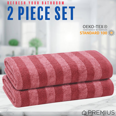 22 of 41:Serviette de bain PREMIUS à rayures, 100 % coton teint en fil, 27 x 54 pouces 
