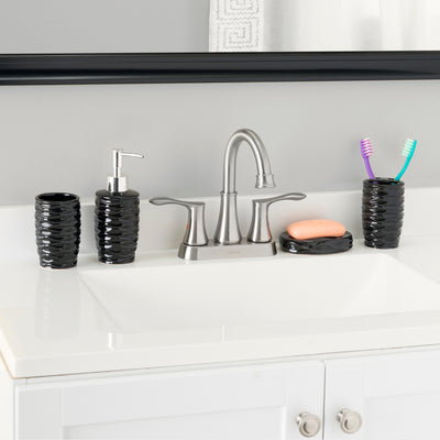 5 of 6:Home Basics Curves  4 Piece Bath Accessory Set, Black 