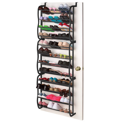 2 of 4:Home Basics 36 Pair Over the Door Steel Shoe Rack, Black 