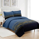 6 of 10:Parure de lit 3 pièces en microfibre infroissable PREMIUS Leo, bleu marine et doré 