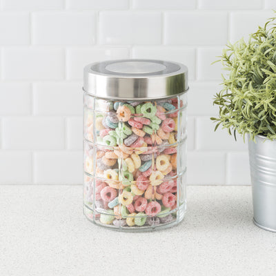 6 of 7:Home Basics Chex Collection 37 oz. Medium Glass Canister with Stainless Steel Lid 