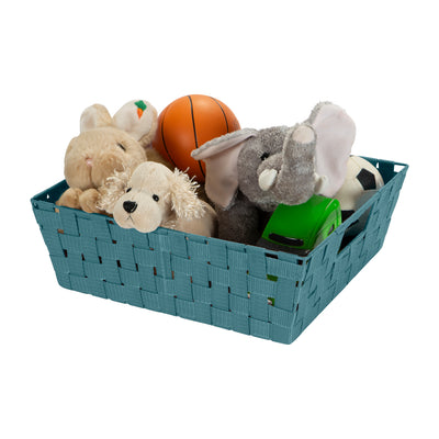 4 of 4:Simplify Large Woven Storage Shelf Bin in Sapphire 