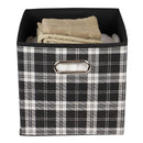 3 of 4:Home Basics Plaid Non-Woven Storage Bin with Grommet Handle, Black 