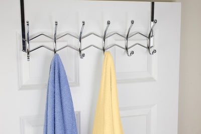 4 of 6:Home Basics Chrome Plated Steel 6 Hook Over the Door Hanging Rack 