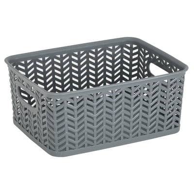 1 of 2:Simplify Small Herringbone Storage Bin in Grey 