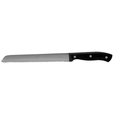 2 of 5:Home Basics 8 Cuchillo para pan de acero inoxidable con mango de baquelita contorneado, negro 