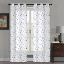 2 of 4:Mariam 2 Pack Metallic Embroidered Leaves Grommet Window Panel, 38x84 Inches Each 