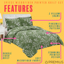 2 of 10:PREMIUS Fernando 3 Piece Microfiber Wrinkle-Free Quilt Set, Green-White 