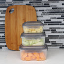 4 of 4:Home Basics 6 Pieces Locking Rectangle Food Storage Containers with Grey Steam Vented Lids 