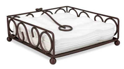 1 of 5:Home Basics Scroll Collection Servilletero plano de acero, bronce 