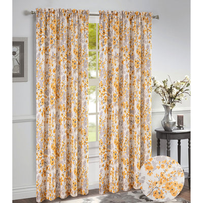 9 of 10:Brandy Jacquard Floral Rod Pocket Window Panel and Valance Treatment, All Sold Separately 