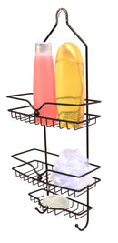1 of 7:Home Basics Classic 2 Shelf Shower Caddy with Bottom Hooks and Center Soap Dish Tray, Bronze 