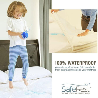 3 of 4:SafeRest Premium Terry Zippered Waterproof Pillow Protector, Standard, White 