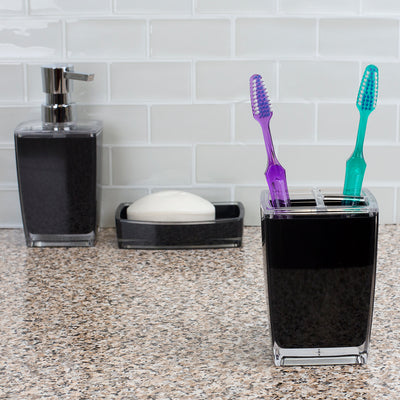 4 of 5:Home Basics Acrylic Plastic Toothbrush Holder, Black 