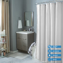 3 of 4:Bath Bliss Forro de cortina de ducha con diseño de tablero de microfibra suave al tacto en color blanco 