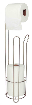 1 of 3:Distributeur de papier toilette sur pied robuste Home Basics, nickel satiné 