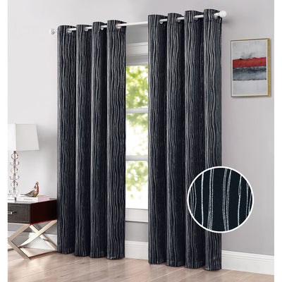 1 of 1:Bryant Silver Lines Foil Room Darkening Grommet Window Panel, 54x84 Inches 