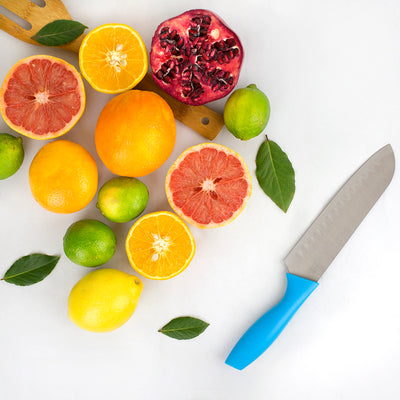 4 of 4:Home Basics 3 Piece Stainless Steel  Knife Set with Colorful Slip Covers 