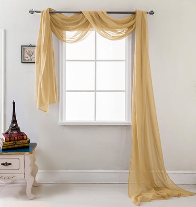 15 of 18:Celine Elegant Sheer Voile Window Scarf, 55x216 Inches 