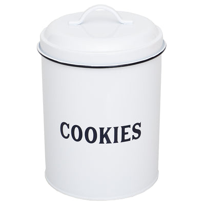 1 of 4:Boîte métallique pour biscuits de campagne Home Basics, blanche 