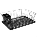 2 of 4:Home Basics 3 Piece  Chrome Plated Steel and Plastic Dish Rack, Black 