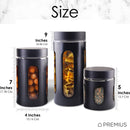 4 of 4:Ensemble de 3 boîtes hermétiques en verre pour la cuisine Premius, noir mat 