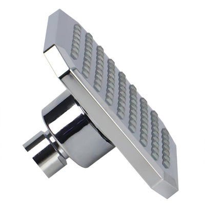 3 of 4:Home Basics Square Single Function Fixed Plastic Shower Head, Chrome 