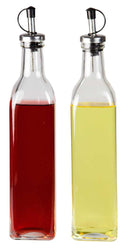 1 of 2:Bouteilles d'huile et de vinaigre anti-fuites Home Basics, faciles à verser (lot de 2), transparentes 