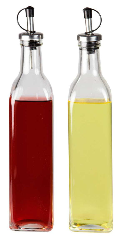 1 of 2:Bouteilles d'huile et de vinaigre anti-fuites Home Basics, faciles à verser (lot de 2), transparentes 