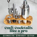 3 of 5:Mixology & Craft 10 Piece Bartender Kit Bar Tool Set with Bamboo Stand, Silver, 2.8 Ounces 