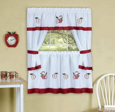 1 of 1:Gala Embellished Cottage Window Curtain Set 58x24 