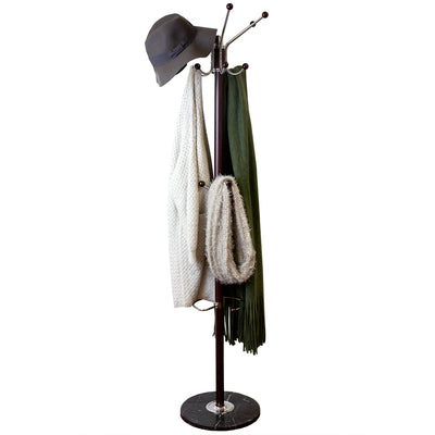 3 of 5:Home Basics Coat Rack with Heavy Duty Marble Base, Mahogany 