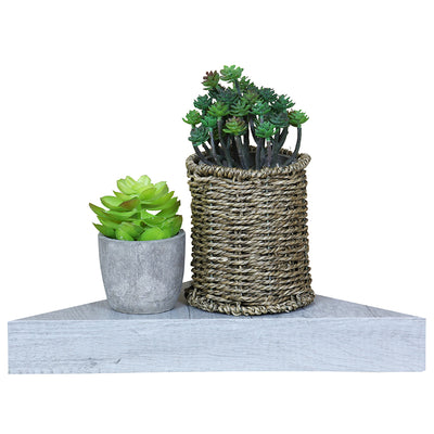 1 of 4:Étagère flottante d'angle en bois Home Basics, grise 