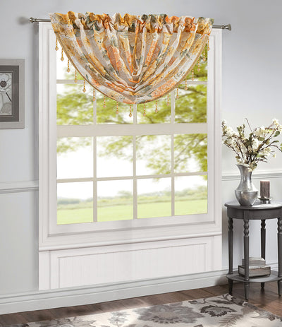 4 of 24:Gwen Dahlia Foil Sheer Rod Pocket Window Panel and Valance Treatments 
