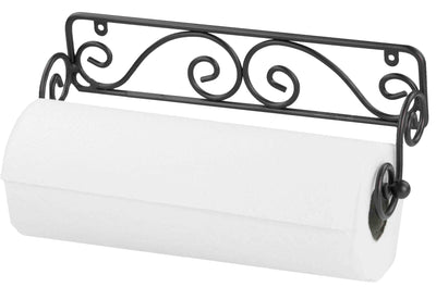 1 of 2:Home Basics Scroll Collection - Toallero de acero para montar en la pared, color negro 