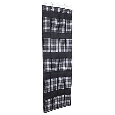 2 of 4:Range-chaussures de porte non tissé à 20 compartiments Home Basics Plaid, noir 
