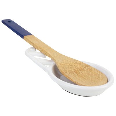 6 of 8:Home Basics Cast Iron Chevron Design Spoon Rest, White, 7.5x3.5x1.3 Inches 