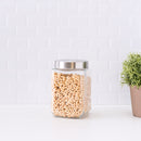 2 of 3:Home Basics 56 oz. Square Glass Canister with Brushed Stainless Steel Screw-on Lid Clear 