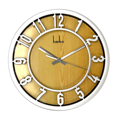 1 of 1:Horloge murale en papier et bois Harko avec chiffres en relief, argent, 30,5 cm 