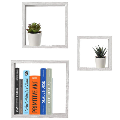1 of 6:Home Basics 3 Piece MDF Floating Wall Cubes, Grey 