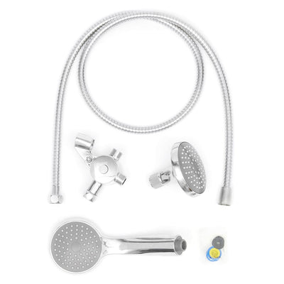 3 of 3:Home Basics Stainless Steel Adjustable Dual Shower Head Massager, Chrome 