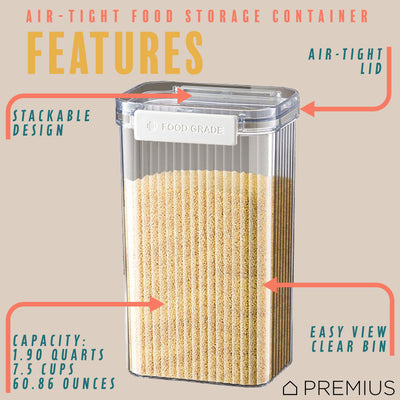 2 of 36:PREMIUS Plastic Food Storage Container, Rectangle, Clear-Natural 