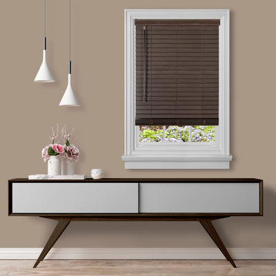 2 of 3:Store de plantation imitation bois GII Madera Falsa 2 sans fil 39 x 64 cm - Acajou 