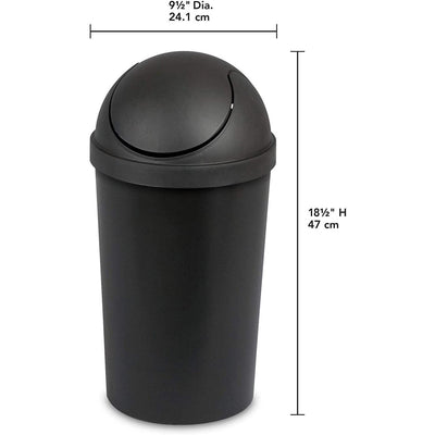 3 of 3:Sterilite Round SwingTop Wastebasket, Black, 3 Gallon 