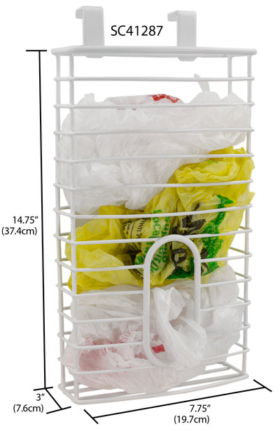 5 of 5:Home Basics Over the Cabinet  Plastic Bag Organizer and Grocery Bag Holder, White 